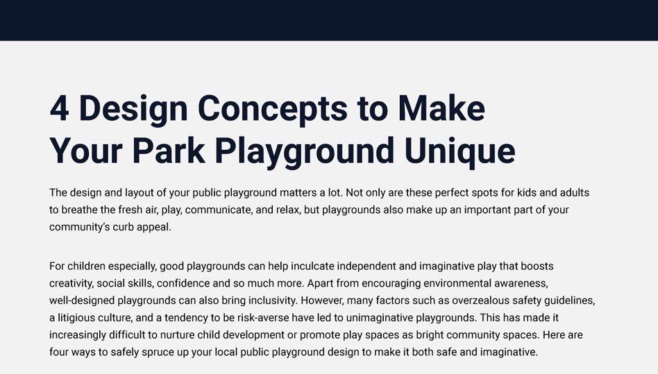 4 Design Concepts to Make Your Park Playground Unique