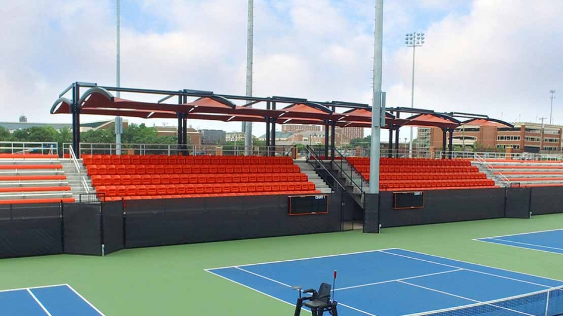 Sports Field Design with Tennis Courts and Spectator Seating